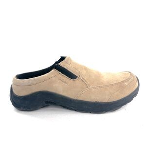 Cabelas Women Size 11 Beige Tan Suede Mule Clog Comfort Shoe Slip On